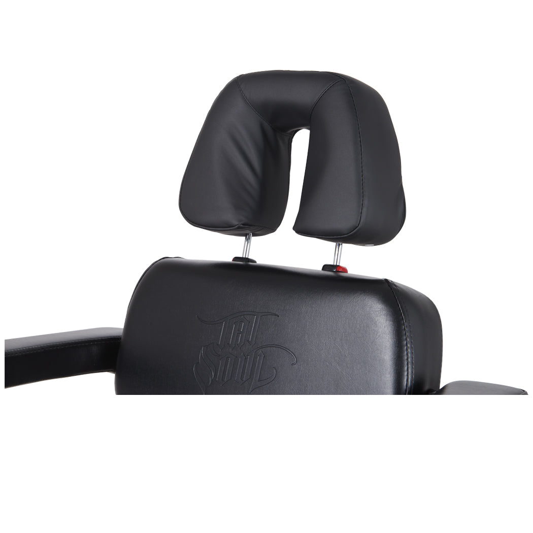 The Oros 680 Tattoo Client Chair with an integrated face cradle headrest. 