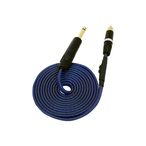 Gold-plated Kingpin RCA ZIPCORDS for tattoo machines.