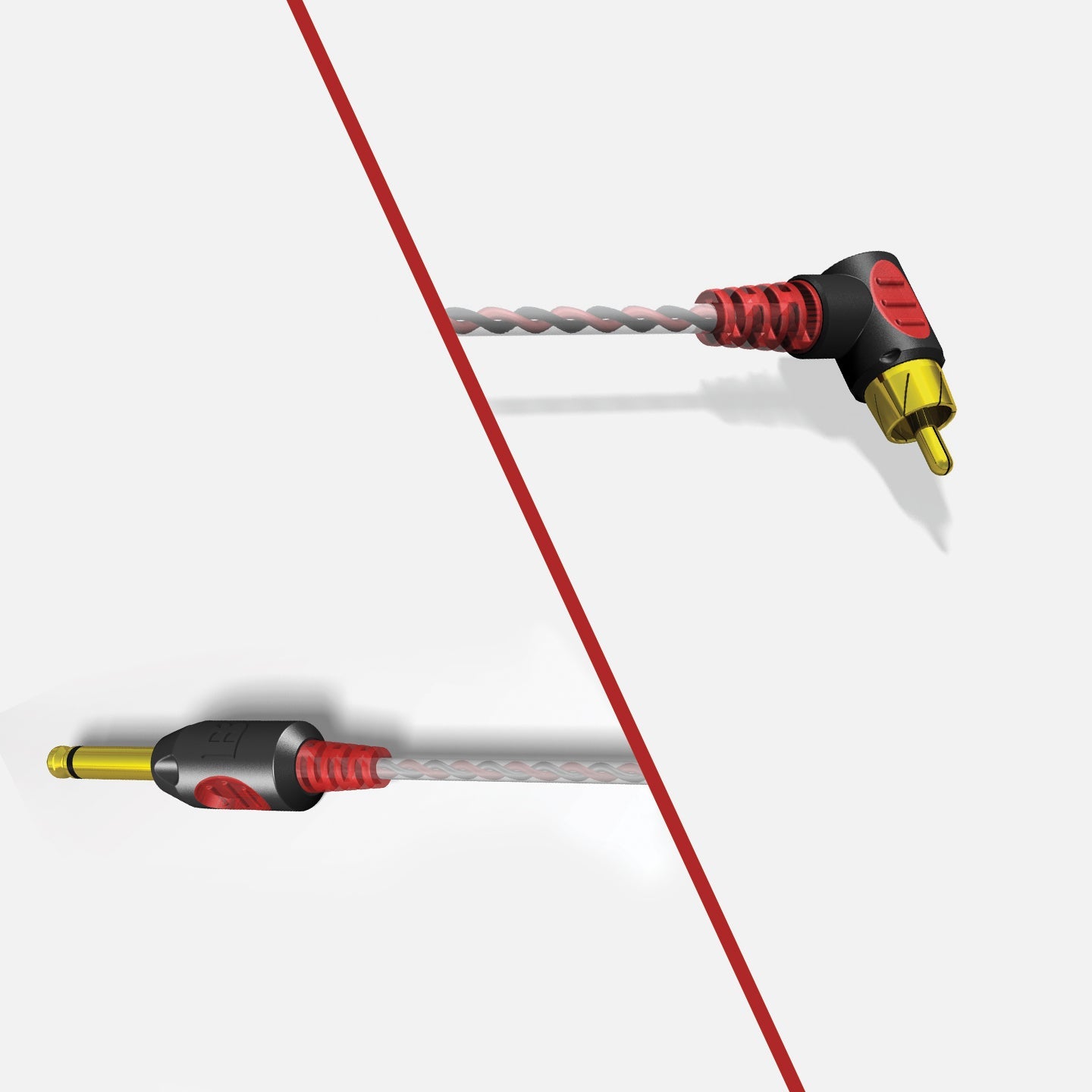 Premium Lightweight 90 Degree RCA Cord - 7 ft.