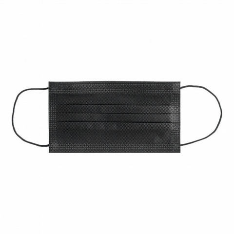 3-Ply Black Disposable Polyethylene Protective Face Mask - 50/Box