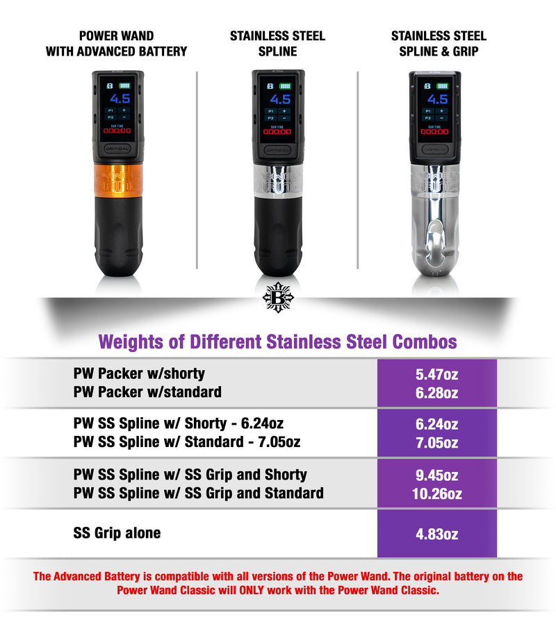 Bishop Stainless Steel Power Wand (Advanced Battery Compatible) RCA Tattoo Machine - Packer