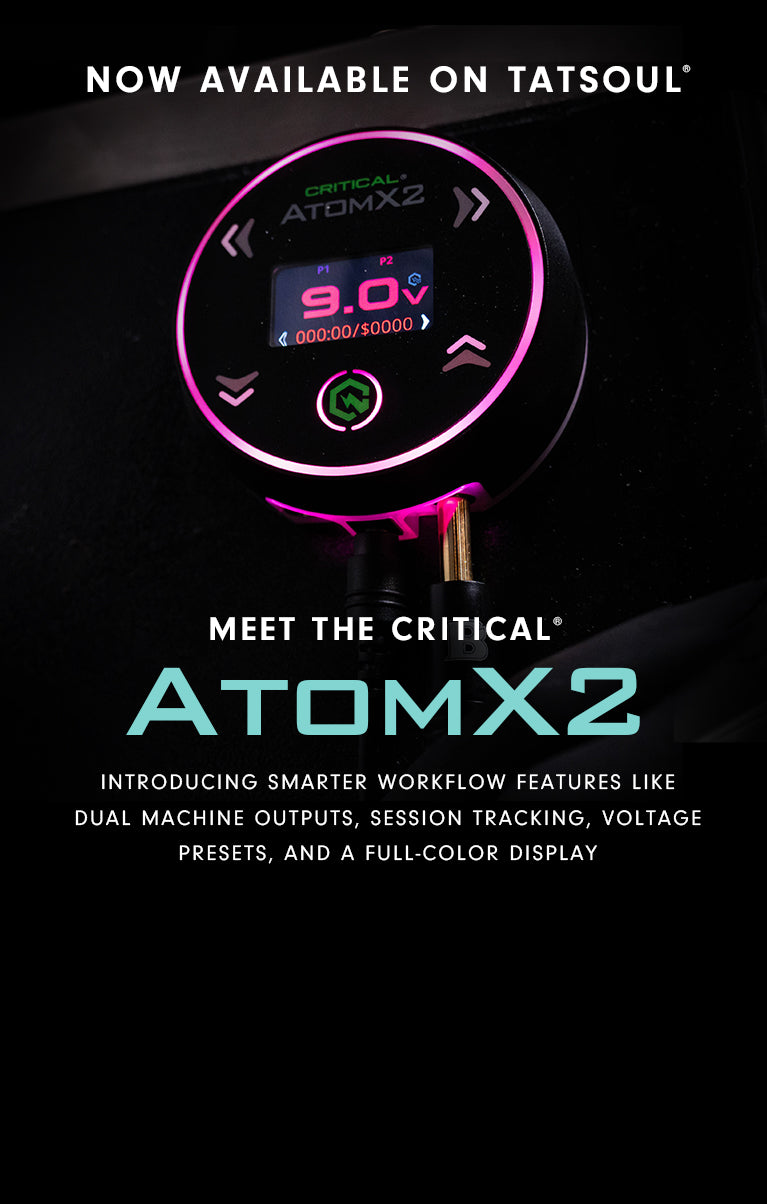 Critical AtomX2 power supply with dual outputs, session tracking and a colour display.