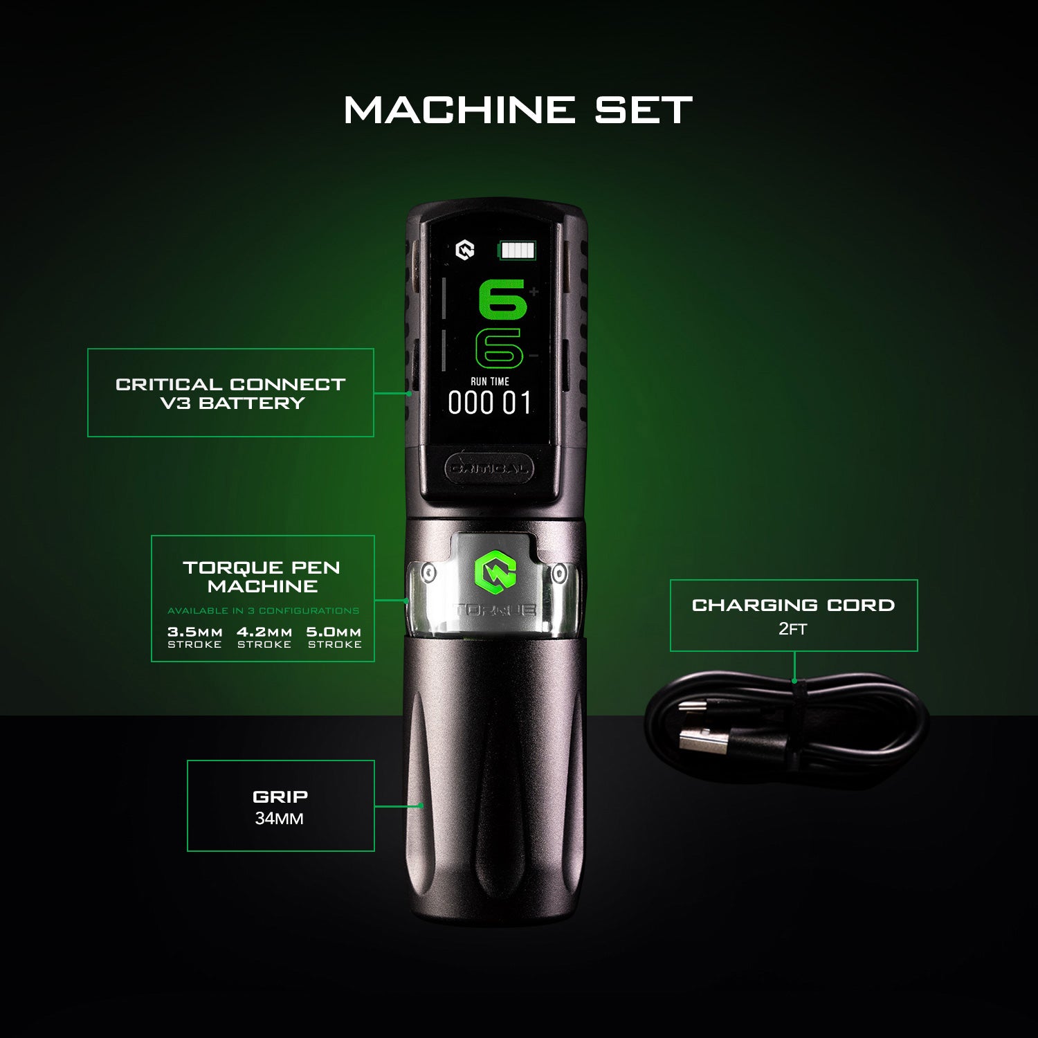 Critical Torque Wireless Tattoo Pen Machine