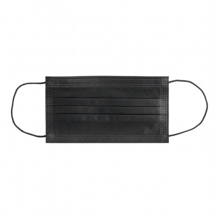 3-Ply Black Disposable Polyethylene Protective Face Mask - 50/Box