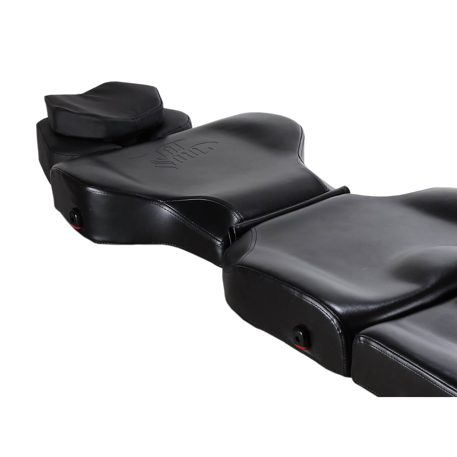 Close-up of the 570 Tattoo Client Chair in Black in Bed Position