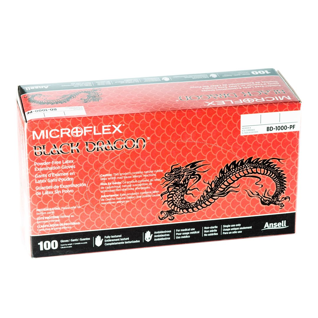 MicroFlex Black Dragon Powder-Free Latex Gloves 100ct
