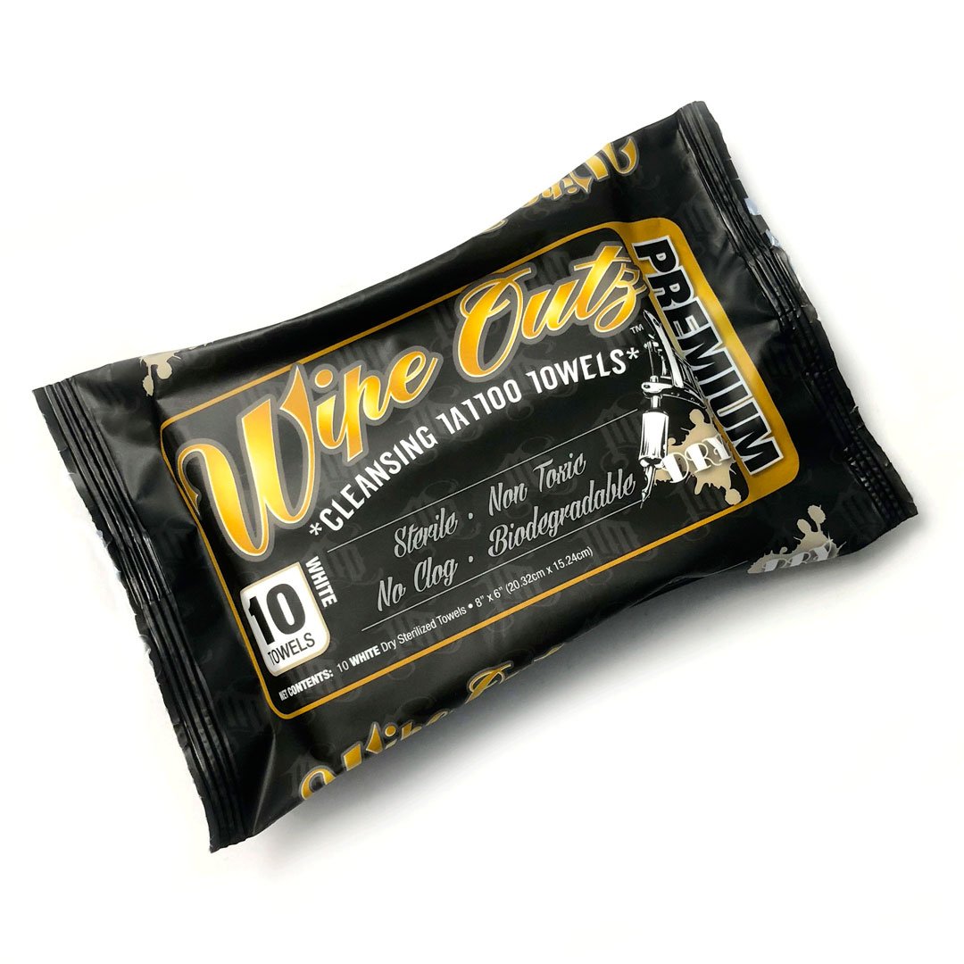 Wipe Outz Dry Cleansing Tattoo Towels - White