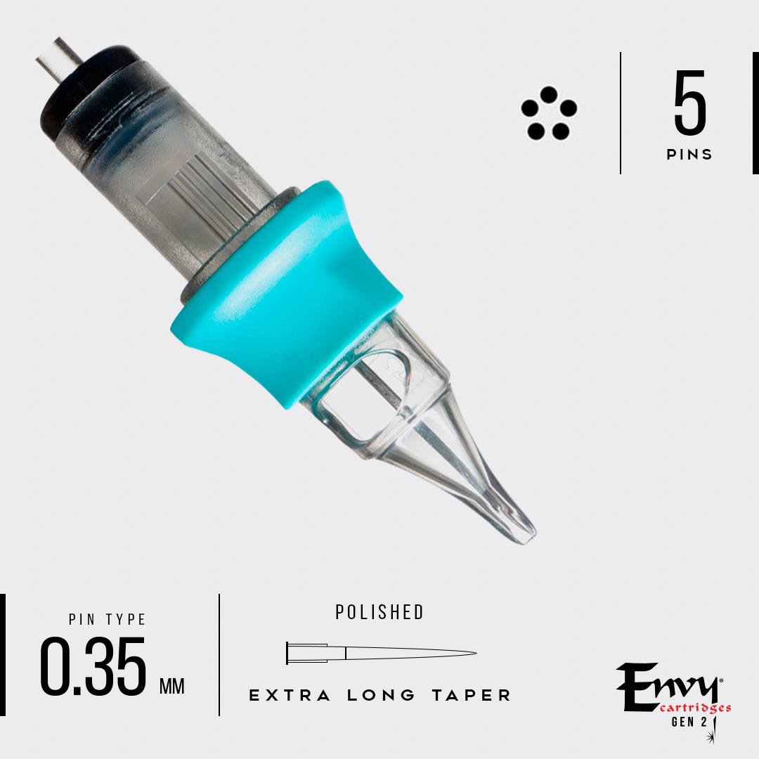 Envy Gen 2 Extra Long Taper Cartridges Round Shader - FINAL SALE