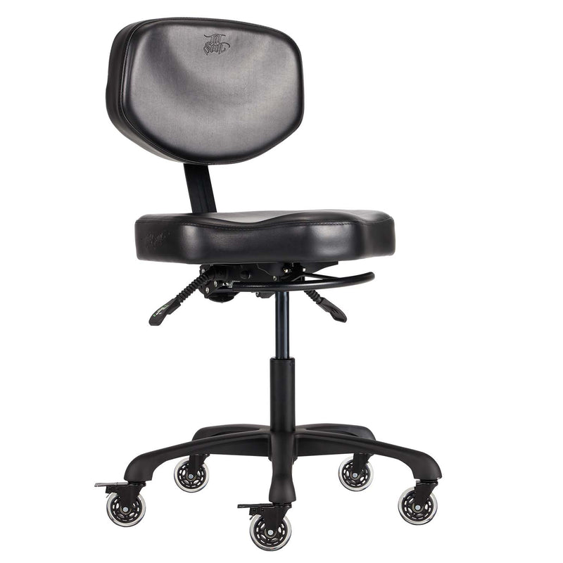 Oros Rolling Tattoo Artist Chair diagonal view, available at TATSoul.