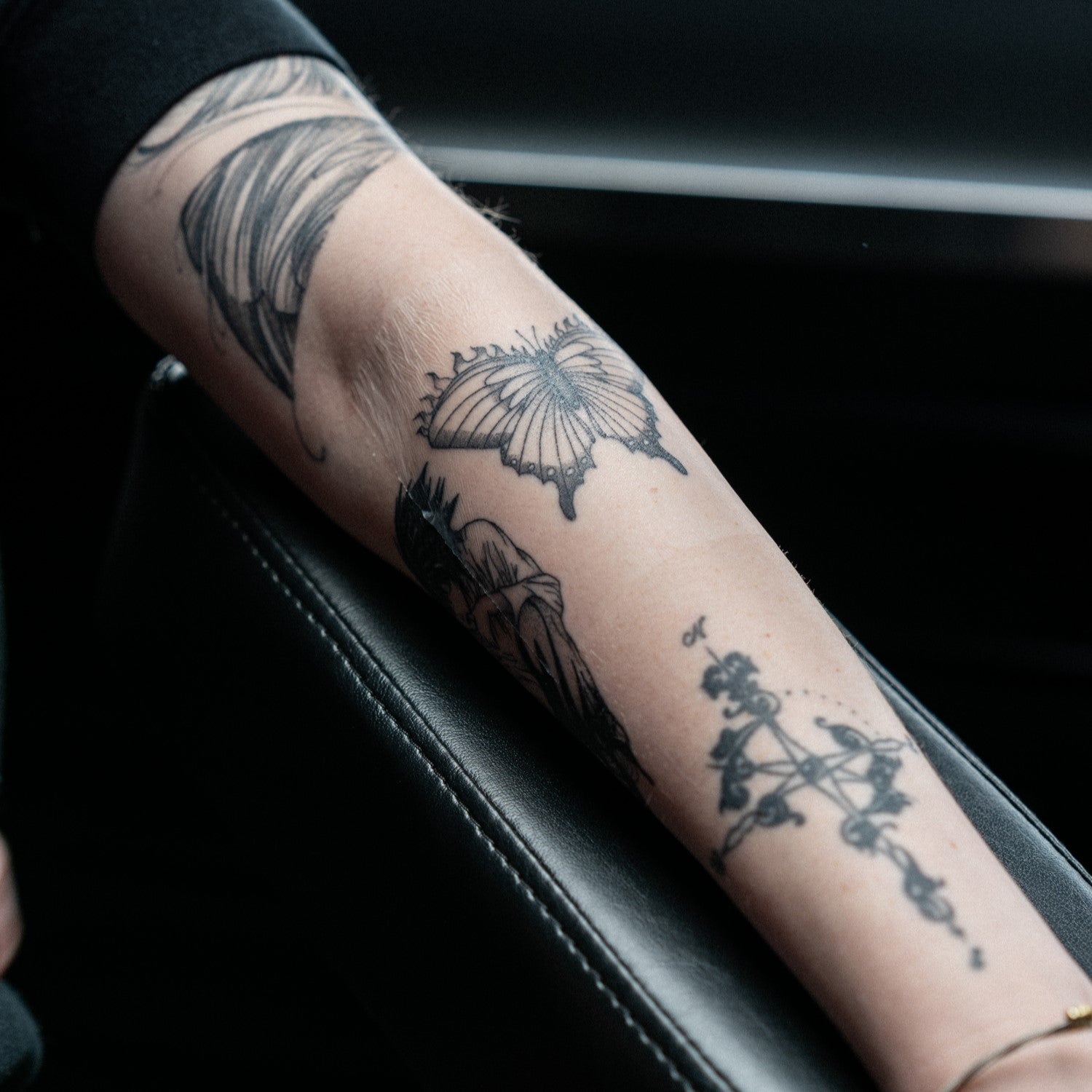 A new tattoo after the Recovery Derm Shield bandage has been applied and is virtually invisible 