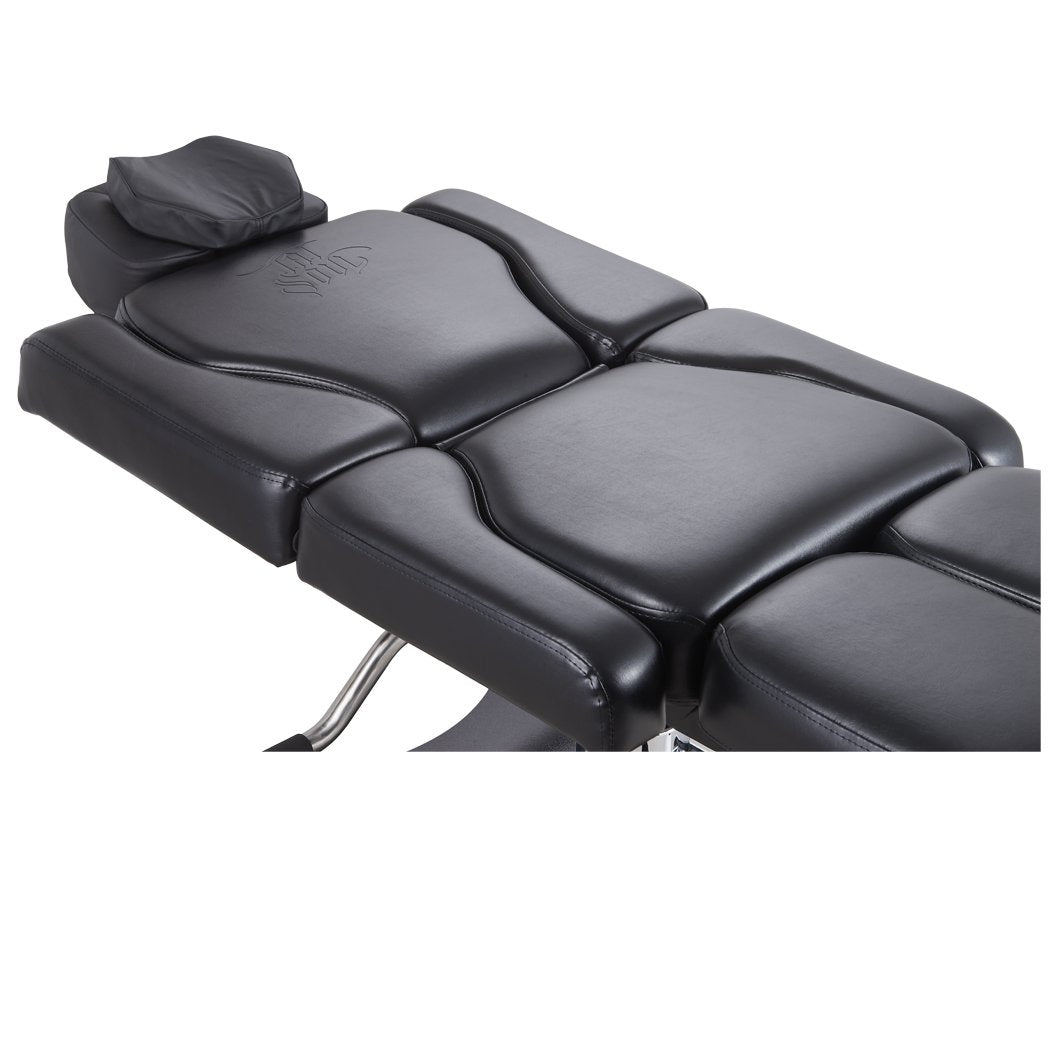 Oros 680 Tattoo Client Chair laid down showing top half.