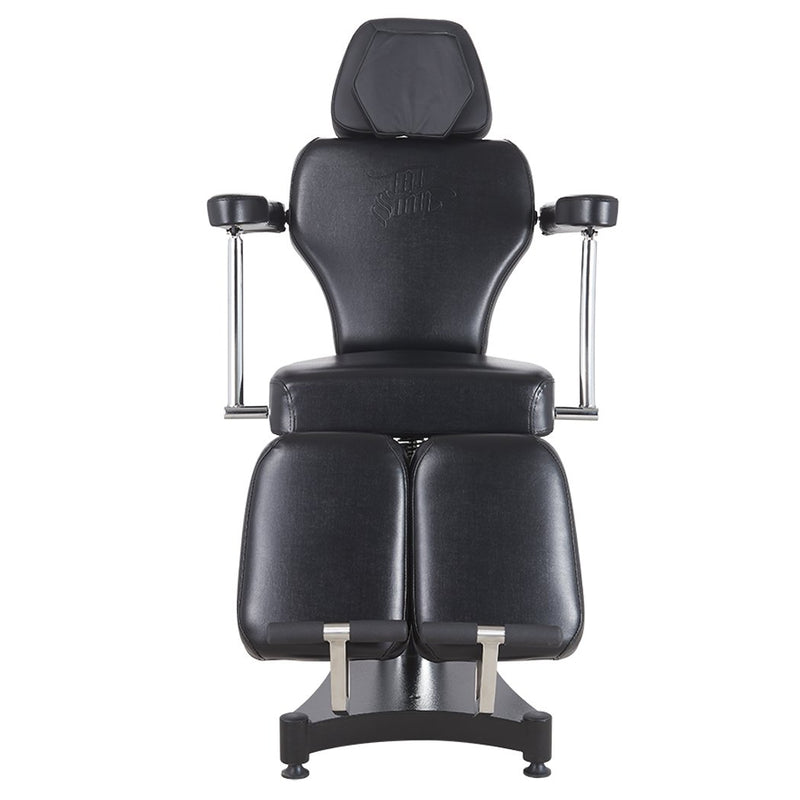 Black Oros 680 Tattoo Client chair front view by TATSoul.