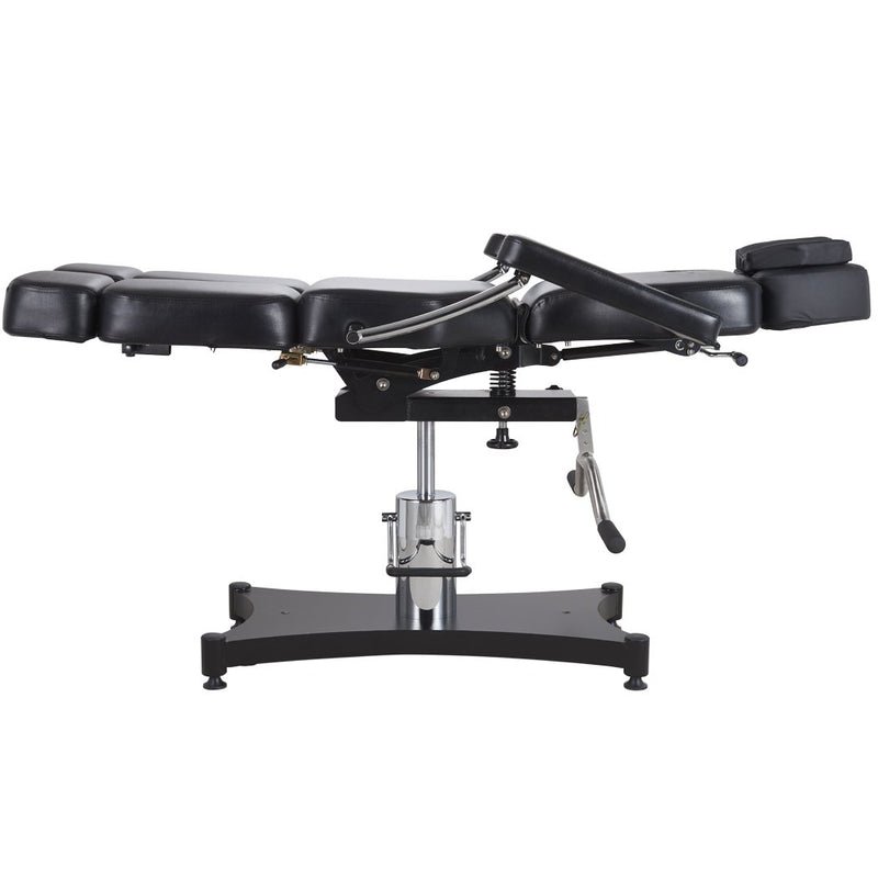 Oros 680 Tattoo Client Chair side view in a flat laid down position