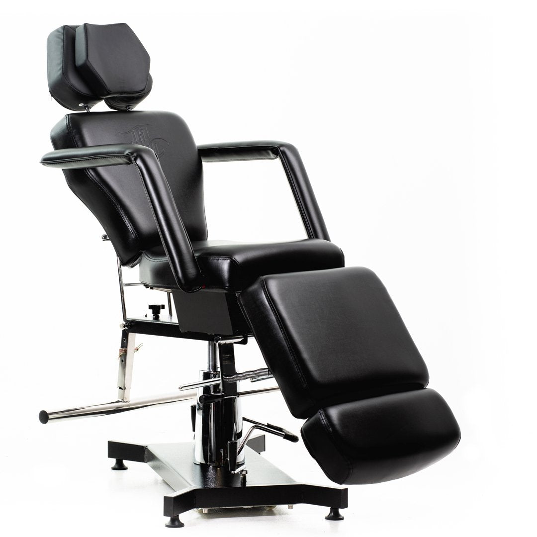 Black 300 Slim Tattoo Client Chair side view, available at TATSoul.
