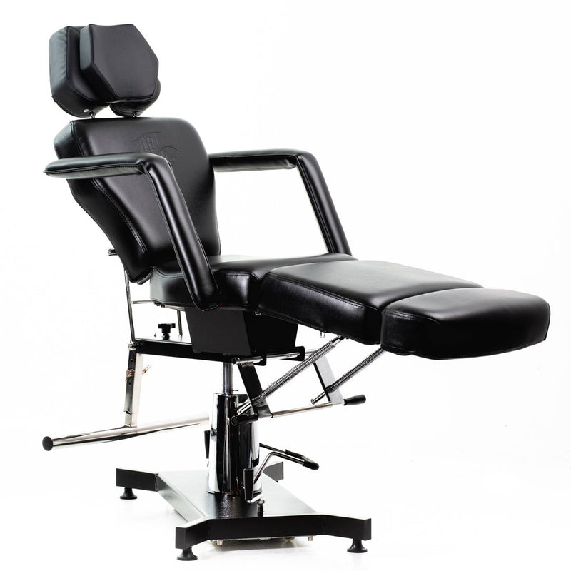 TATSoul 300 Slim Tattoo Client Chair right side view in upright sitting position with leg rest in an outward position