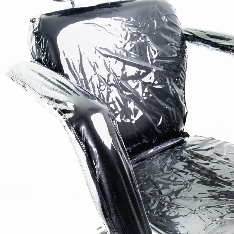 TATSoul 300 Slim Tattoo Client Chair back, seat, and arm rests wrapped in plastic protective cover