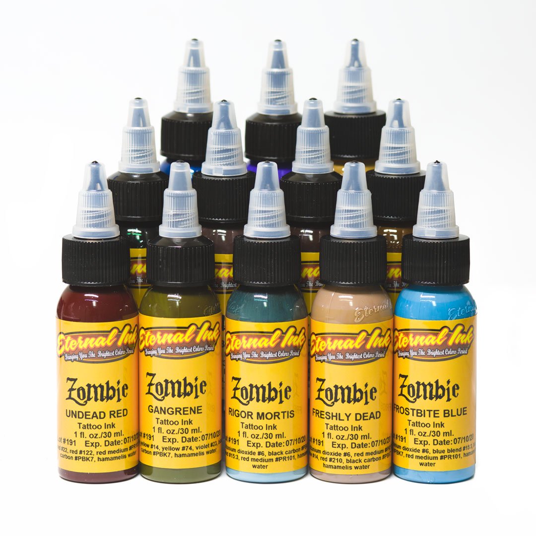 Eternal Ink Tattoo Ink Set in Zombie Colors 12 Color, Size: 1 oz Available at TATSoul Tattoo Supply