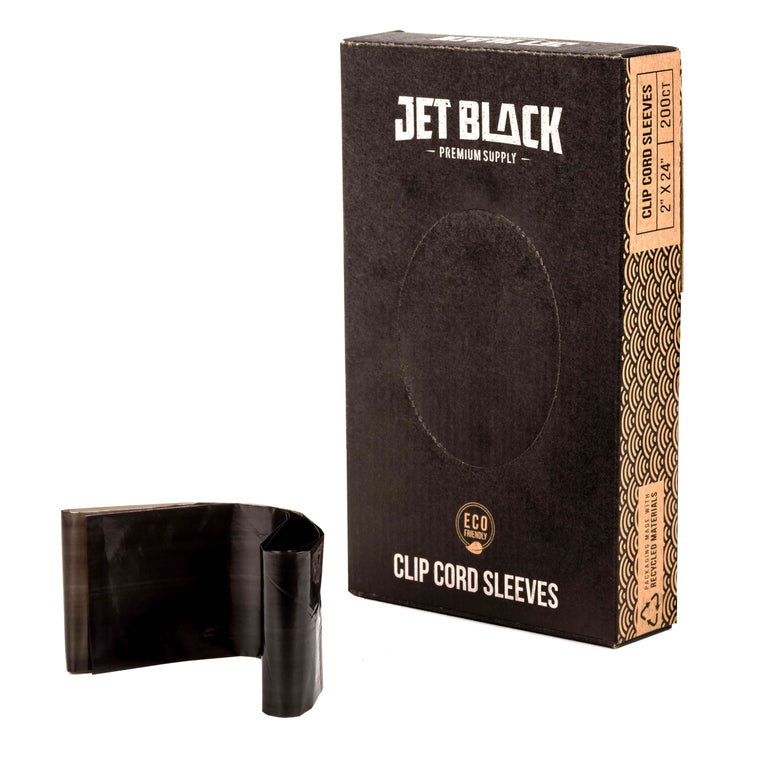 Jet Black - 2x24" Eco-Friendly Clipcord Sleeves - 200 ct.