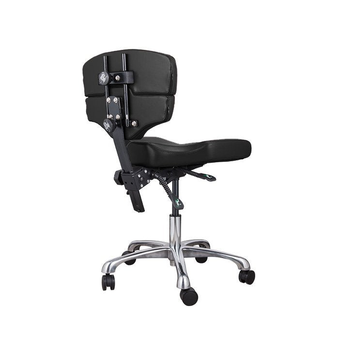 Black Mako Studio Tattoo Artist Chair back view, available at TATSoul.