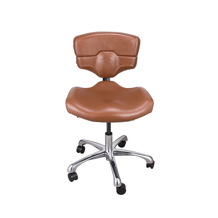 Mako Studio Tattoo Artist Chair front view with split backrest in Tobacco color