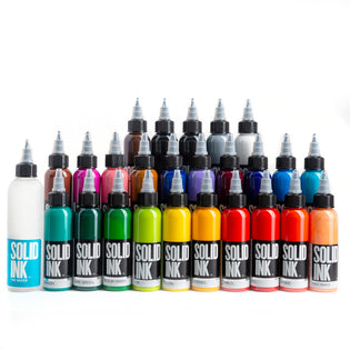 The 25 Color Fundamental Tattoo Ink Set, one of the Solid Ink Sets sold on the TATSoul Premium Tattoo Supply website. 