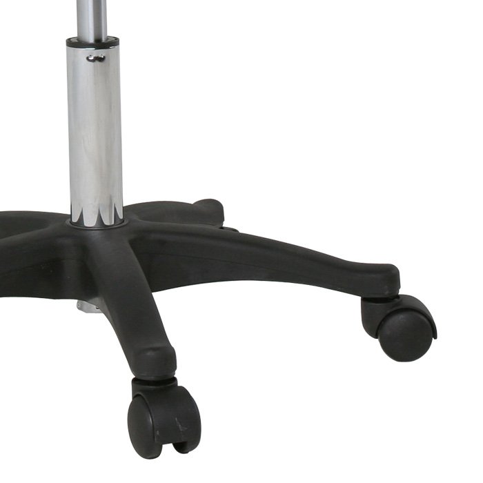 Close up of the black wheels on the Vivace Stool.